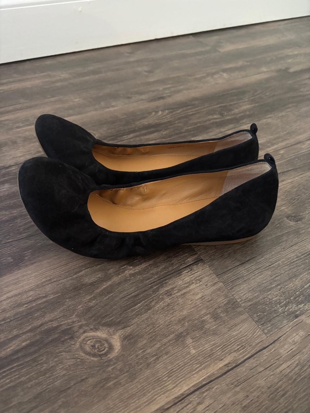 J.Crew Black Suede Ballet Flats Women’s Size 12 Leather Upper Classic Slip-On